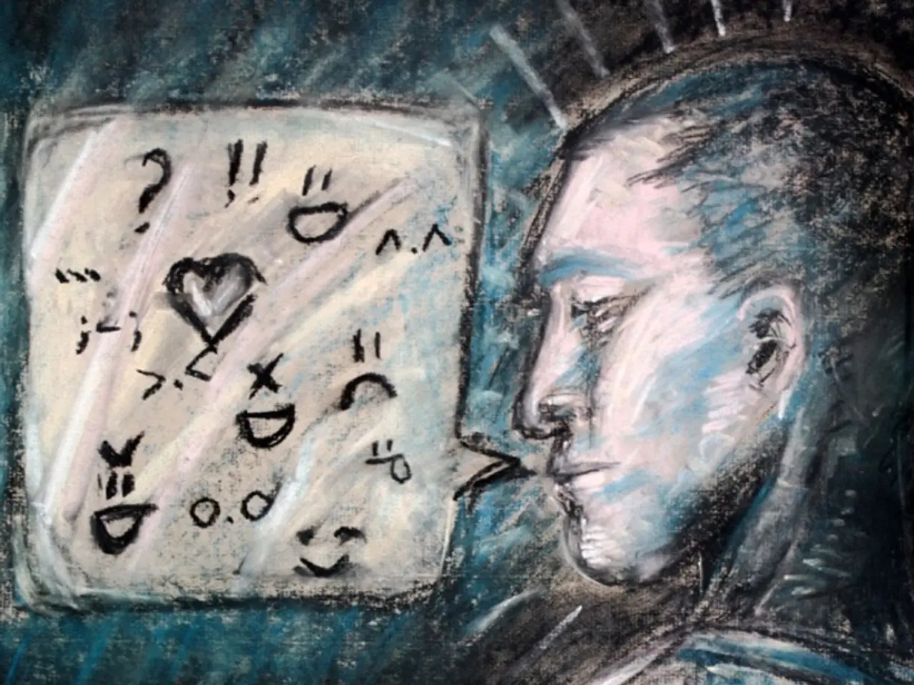 This is a sketch of a person sitting on the chair is on the right side and a dialogue text box is...